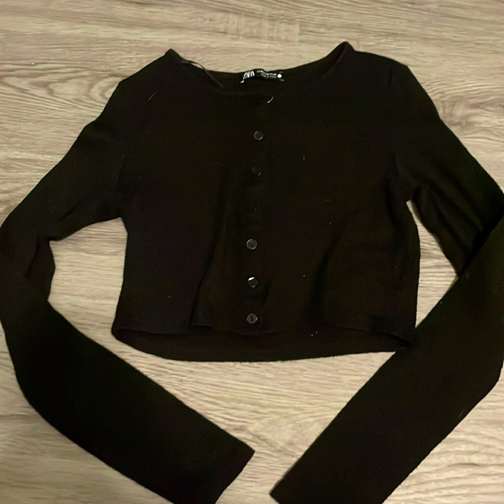 Zara XS black button up cardigan